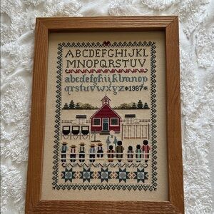 Framed Alphabet and Farmhouse Cross Stitch Art